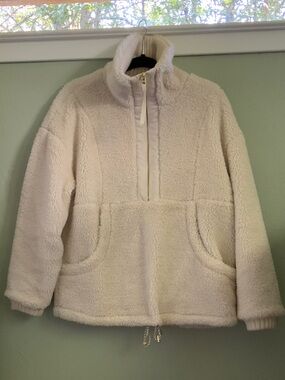 Varley Cream Teddy Fleece Half-Zip Jacket
